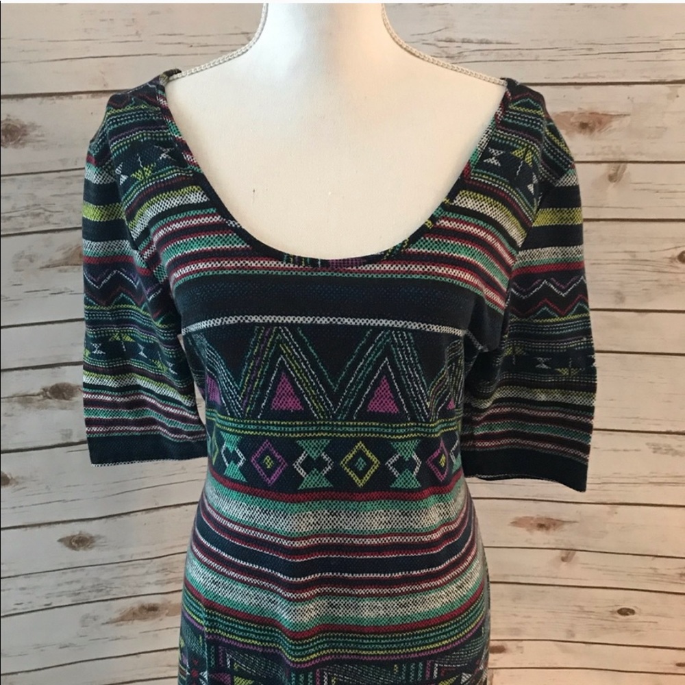 Aztec Print Midi 3/4 sleeve dress